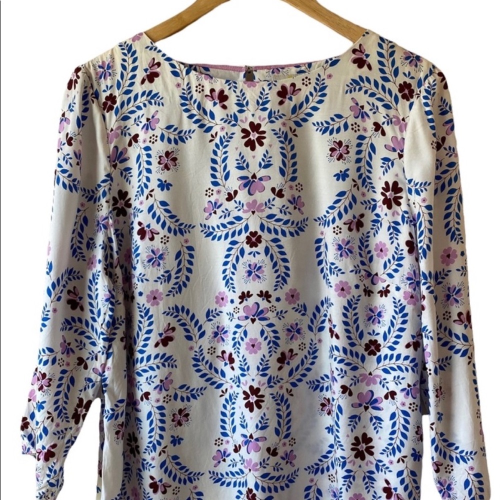 Boden Silk Blend Floral Popover Blouse Sz 14